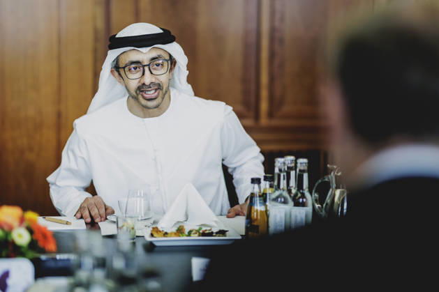 (R-L) Johann Wadephul (CDU), Bundesaussenminister, und Scheich Abdullah bin Zayed Al Nahyan, Aussenminister der Vereinigten Arabischen Emiraten, aufgenommen im Rahmen eines gemeinsamen Treffens in Berlin, 10.09.2026. Fotografiert im Auftrag des Auswaertigen Amtes. Berlin Deutschland Copyright: xFlorianxGaertner AAx