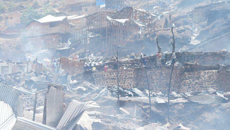 (260910) -- BUKAVU, Sept. 10, 2026 -- This photo taken on Sept. 10, 2026 shows a fire site in Bukavu, Democratic Republic of the Congo. At least 21 students were killed and several others seriously injured in a fire that broke out Thursday in Bukavu, capital of the eastern Democratic Republic of the Congo (DRC) s South Kivu Province, local media reported. (SpotNews) DR CONGO-BUKAVU-FIRE-AFTERMATH XinxHuashe 