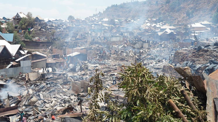 (260910) -- BUKAVU, Sept. 10, 2026 -- This photo taken on Sept. 10, 2026 shows a fire site in Bukavu, Democratic Republic of the Congo. At least 21 students were killed and several others seriously injured in a fire that broke out Thursday in Bukavu, capital of the eastern Democratic Republic of the Congo (DRC) s South Kivu Province, local media reported. (SpotNews) DR CONGO-BUKAVU-FIRE-AFTERMATH XinxHuashe 