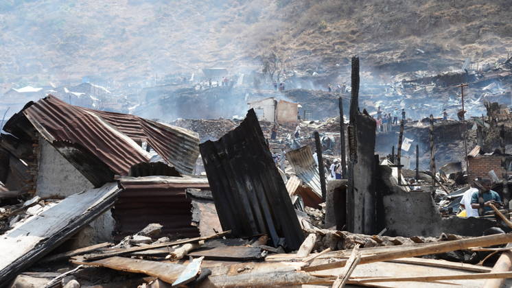 (260910) -- BUKAVU, Sept. 10, 2026 -- This photo taken on Sept. 10, 2026 shows a fire site in Bukavu, Democratic Republic of the Congo. At least 21 students were killed and several others seriously injured in a fire that broke out Thursday in Bukavu, capital of the eastern Democratic Republic of the Congo (DRC) s South Kivu Province, local media reported. (SpotNews) DR CONGO-BUKAVU-FIRE-AFTERMATH XinxHuashe 