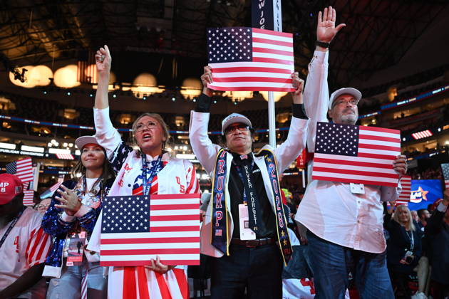 September 10, 2026, Dallas, Texas, USA: Front Row Joes who attend Trump events around the country cheer at the opening of the last session during the Republican Mid-Term Convention at the American Airlines Center. Several thousand people packed the arena to hear a parade of Republican candidates crucial to success for the upcoming mid-term elections. Dallas USA  - ZUMAd150 20260910_znp_d150_001 Copyright: xBobxDaemmrichx