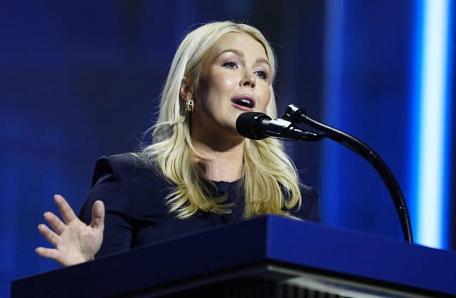 Former White House Press Secretary Karoline Leavitt speaks during the second day of the Republican midterm convention at American Airlines Center in Dallas, Texas, on Thursday, September 10, 2026.  DAL20260910907 BONNIExCASH