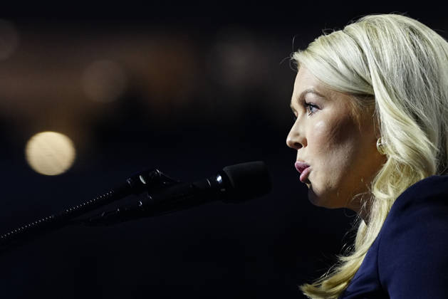 Former White House Press Secretary Karoline Leavitt speaks during the second day of the Republican midterm convention at American Airlines Center in Dallas, Texas, on Thursday, September 10, 2026.  DAL20260910909 BONNIExCASH