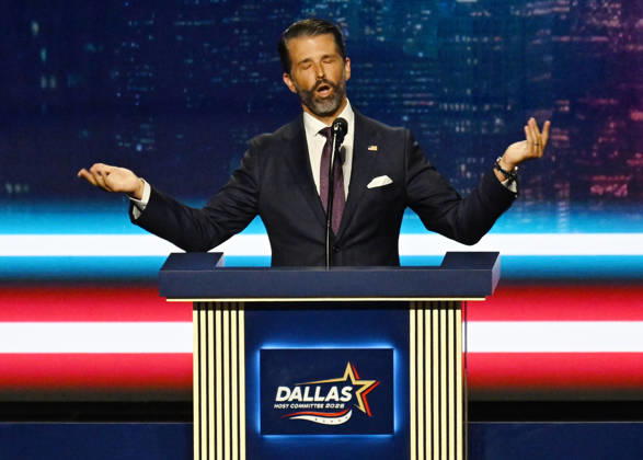 Donald Trump Jr, son of President Donald Trump, speaks during the second day of the Republican midterm convention at American Airlines Center in Dallas, Texas, on Thursday, September 10, 2026. DAL20260910911 IANxHALPERIN