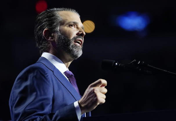 Donald Trump Jr, son of President Donald Trump, speaks during the second day of the Republican midterm convention at American Airlines Center in Dallas, Texas, on Thursday, September 10, 2026.  DAL20260910913 BONNIExCASH