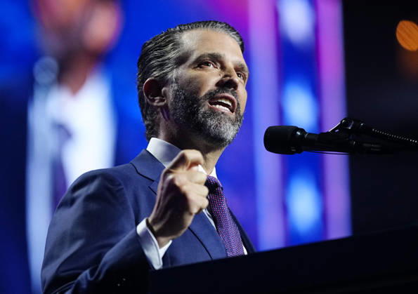 Donald Trump Jr, son of President Donald Trump, speaks during the second day of the Republican midterm convention at American Airlines Center in Dallas, Texas, on Thursday, September 10, 2026. DAL20260910914 BONNIExCASH