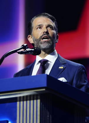 Donald Trump Jr, son of President Donald Trump, speaks during the second day of the Republican midterm convention at American Airlines Center in Dallas, Texas, on Thursday, September 10, 2026.  DAL20260910916 BONNIExCASH