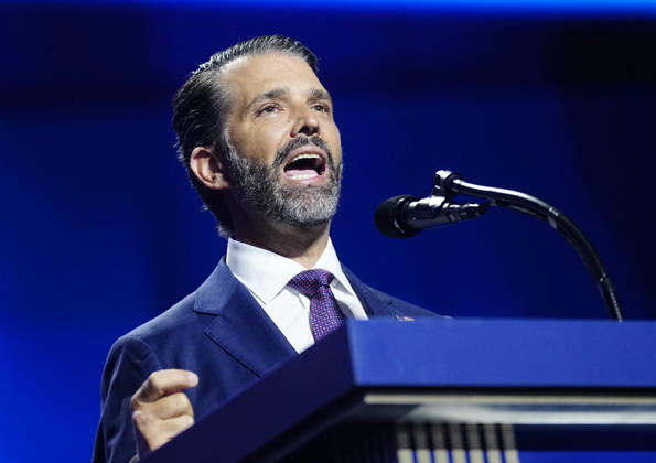 Donald Trump Jr, son of President Donald Trump, speaks during the second day of the Republican midterm convention at American Airlines Center in Dallas, Texas, on Thursday, September 10, 2026.  DAL20260910917 BONNIExCASH