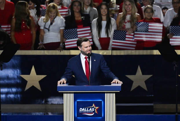 Vice President JD Vance makes a keynote address during the second night of the Republican midterm convention at the American Airlines Center in Dallas, Texas, on Thursday, September 10, 2026.  DAL20260910920 IANxHALPERIN