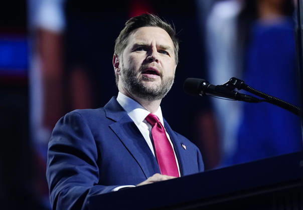 Vice President JD Vance makes a keynote address during the second night of the Republican midterm convention at the American Airlines Center in Dallas, Texas, on Thursday, September 10, 2026.  DAL20260910926 BONNIExCASH