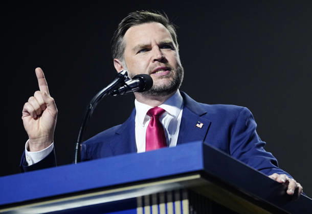 Vice President JD Vance makes a keynote address during the second night of the Republican midterm convention at the American Airlines Center in Dallas, Texas, on Thursday, September 10, 2026.  DAL20260910928 BONNIExCASH