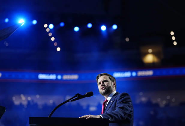 Vice President JD Vance makes a keynote address during the second night of the Republican midterm convention at the American Airlines Center in Dallas, Texas, on Thursday, September 10, 2026.  DAL20260910929 BONNIExCASH