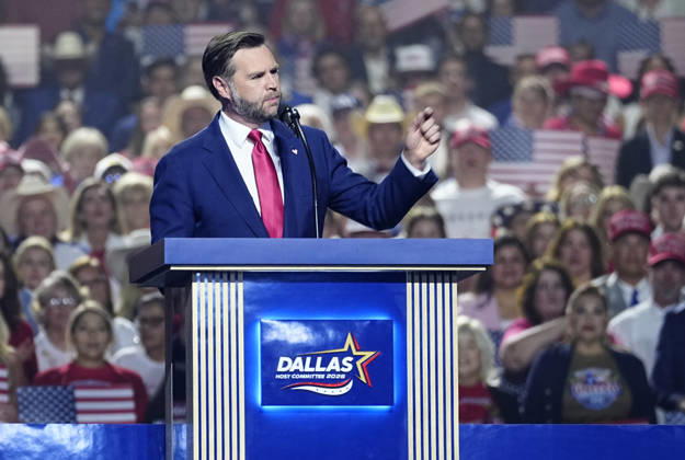Vice President JD Vance makes a keynote address during the second night of the Republican midterm convention at the American Airlines Center in Dallas, Texas, on Thursday, September 10, 2026.  DAL20260910933 BONNIExCASH