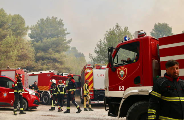 Croatia Island Wildfire Members of Croatian fire are working to extinguish a wildfire near city Milna at Island Brac, Croatia on September 12, 2026.  IvoxCagalj PIXSELL