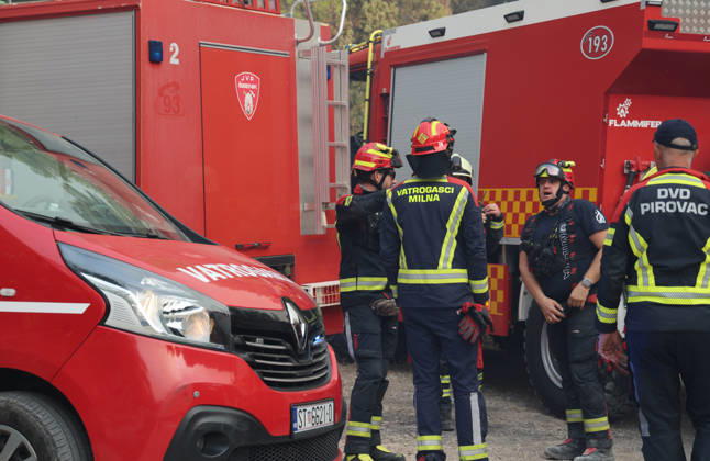 Croatia Island Wildfire Members of Croatian fire are working to extinguish a wildfire near city Milna at Island Brac, Croatia on September 12, 2026.  IvoxCagalj PIXSELL