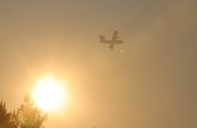 Croatia Island Wildfire A Croatian Canadair CL-415 firefighting plane fly over a wildfire near city Milna at Island Brac, Croatia on September 12, 2026.  IvoxCagalj PIXSELL