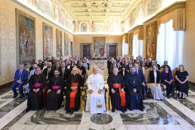 PRIVATE AUDIENCE Italy,Rome, Vatican, 2026 9 12 Pope Leo XVI receives in a private audience participants in the Fratelli tutti: North-South Social Dialogue meeting at the Vatican EDITORIAL USE ONLY - NO BOOKS Copyright: xVATICANxMEDIA xCatholicxPressxPhotox