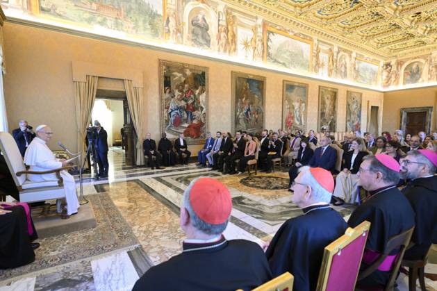 PRIVATE AUDIENCE Italy,Rome, Vatican, 2026 9 12 Pope Leo XVI receives in a private audience participants in the Fratelli tutti: North-South Social Dialogue meeting at the Vatican EDITORIAL USE ONLY - NO BOOKS Copyright: xVATICANxMEDIA xCatholicxPressxPhotox