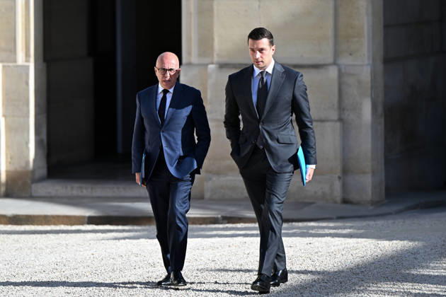 NEWS : Rencontre des dirigeants des partis avec le prÃ sident francais Ã l ElysÃ e - 18 09 2026 Candidate for French Presidential Election Eric Ciotti and Jordan Bardella arrives at the Elysee Palace for a meeting with French President in Paris on September 18, 2026.  Copyright: xLionelxUrmanx