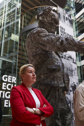 Franziska Giffey bei der Pressekonferenz nach den Landtagswahlen in Berlin und Mecklenburg Vorpommern im Willy Brandt Haus am 21.09.26 SPD-Spitze zur PK nach Landtagswahlen in Berlin
