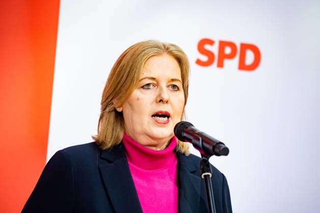 Parteivorsitzende der SPD Bärbel Bas bei einer Pressekonferenz im Willy-Brandt-Haus in Berlin am 21. September 2026. Reaktionen auf den Landtagswahlen in Mecklenburg-Vorpommern und Berlin