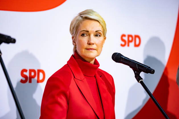 Spitzenkandidatin der SPD in Mecklenburg-Vorpommern Manuela Schwesig bei einer Pressekonferenz im Willy-Brandt-Haus in Berlin am 21. September 2026. Reaktionen auf den Landtagswahlen in Mecklenburg-Vorpommern und Berlin