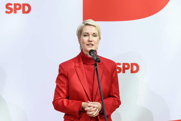 im Bild v.l.: Manuela Schwesig, GER, Berlin, SPD Pressekonferenz nach den Wahlen in Berlin und Mecklenburg Vorpommern - MV, im Atrium, Willy-Brandt-Haus, Wilhelmstraße 141, 10963 Berlin, 21.09.2026, Copyright: HMBxMedia UwexKoch