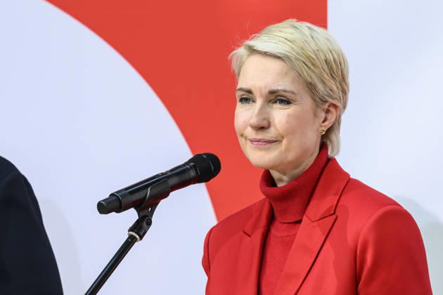 im Bild v.l.: Manuela Schwesig, GER, Berlin, SPD Pressekonferenz nach den Wahlen in Berlin und Mecklenburg Vorpommern - MV, im Atrium, Willy-Brandt-Haus, Wilhelmstraße 141, 10963 Berlin, 21.09.2026, Copyright: HMBxMedia UwexKoch
