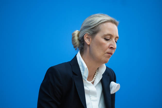AfD - Auswirkungen der Landtagswahlen in Berlin und Mecklenburg-Vorpommern auf die Bundespolitik. Deutschland, Berlin am 21. September 2026 Einen Tag nach den Erfolgen der AfD bei den Landtagswahlen in Mecklenburg-Vorpommern und der Wahl zum Berliner Abgeordnetenhaus stellen sich die AfD-Vorsitzenden gemeinsam mit den Spitzenkandidaten Leif-Erik Holm und Kristin Brinker in der Bundespressekonferenz den Fragen der Presse. Im Bild: Alice Weidel, Bundessprecherin der AfD und Co-Vorsitzende der AfD-Fraktion im Deutschen Bundestag.