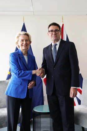 Prime Minister Andy Burnham attends UNGA 22 09 2026. New York, United States. Prime Minister Andy Burnham bilateral meeting with Ursula von der Leyen, President of the European Commission during the United Nations General Assembly at the United Nations Headquarters in New York., Credit:Ben Perry B66 Avalon United States, New York, New York, UN Headquarters  Copyright: xBenxPerryx xB66x xAvalonx 1137296180