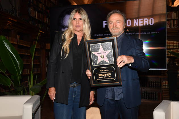 IPA88844311 - Rome, Ministry of Culture: Ceremony to Award the Star to Franco Nero. Pictured: Franco Nero and Tiziana Rocca Copyright: xVincenzoxLandix xVincenzoxLandix IPA88844311