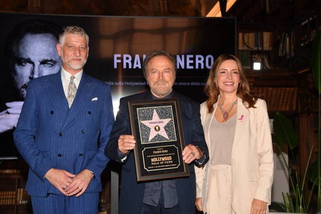 IPA88844546 - Rome, Ministry of Culture: Ceremony to Award the Stella to Franco Nero. Pictured: Alessandro Giuli, Franco Nero, Lucia Borgonzoni Copyright: xVincenzoxLandix xVincenzoxLandix IPA88844546