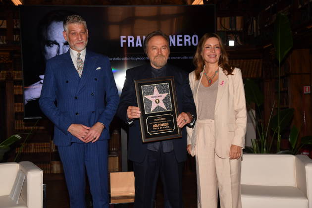IPA88844549 - Rome, Ministry of Culture: Celebration for Franco Nero’s Stella Award. Pictured: Alessandro Giuli, Franco Nero, Lucia Borgonzoni Copyright: xVincenzoxLandix xVincenzoxLandix IPA88844549