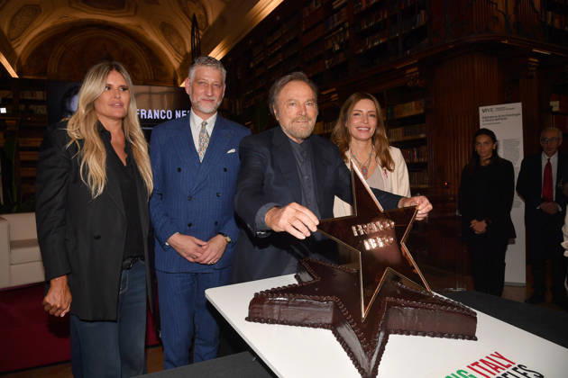 IPA88844481 - Rome, Ministry of Culture: Celebration for Franco Nero’s Stella Award. Pictured: Tiziana Rocca, Alessandro Giuli, Franco Nero, Lucia Borgonzoni Copyright: xVincenzoxLandix xVincenzoxLandix IPA88844481