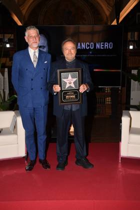 IPA88844589 - Rome, Ministry of Culture: Ceremony to Award the Star to Franco Nero. Pictured: Alessandro Giuli and Franco Nero Copyright: xVincenzoxLandix xVincenzoxLandix IPA88844589