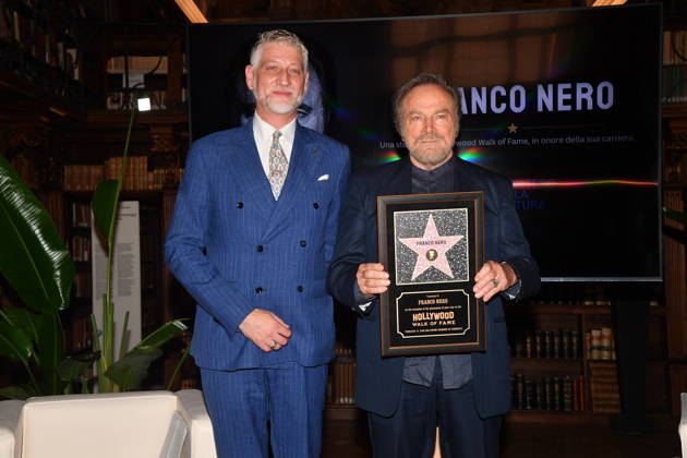 IPA88844576 - Rome, Ministry of Culture: Ceremony to Award the Star to Franco Nero. Pictured: Alessandro Giuli and Franco Nero Copyright: xVincenzoxLandix xVincenzoxLandix IPA88844576
