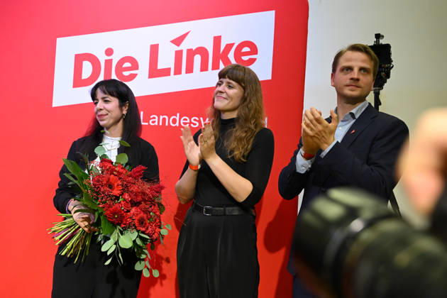 Die Linke Berlin Party Conference in Berlin BERLIN, GERMANY - SEPTEMBER 25: Party members take part in the extraordinary session of the 10th State Party Congress of the Die Linke (The Left Party) to assess the election results in Berlin on September 25, 2026. Mayor candidate Elif Eralp also took part in the conference. Volodymyr Sindieiev Anadolu Berlin Germany. Editorial use only. Please get in touch for any other usage. Copyright: x2026xAnadoluxVolodymyrxSindieievx