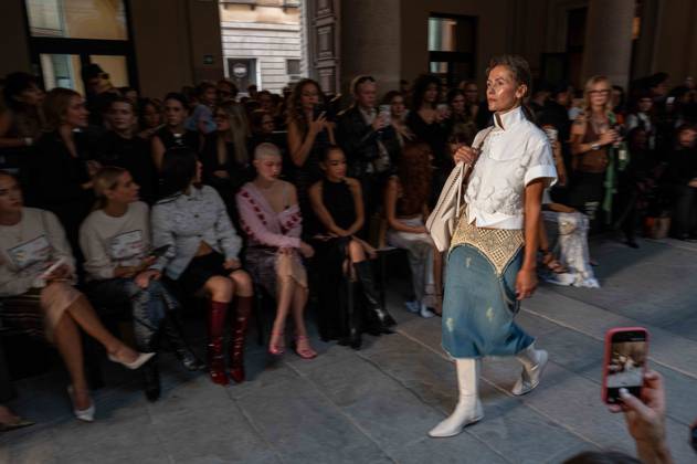 IPA89006456 - Milan, Milan Women™s Fashion Week Spring Summer 2027 - Women™s Fashion, Spring Summer 2027 - Marco Rambaldi™s fashion show - front row Pictured: models Copyright: xRiccardoxGIordanox xRiccardoxGiordano IPAx IPA89006456