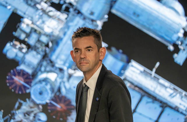 NASA Administrator Jared Isaacman arrives for a news conference for an update on the Boeing Starliner Spacecraft at Kennedy Space Center, Florida on Monday, September 28, 2026. The backdrop is a photo of the International Space Station, where the Starliner was designed to fly to but has had troubles. After a redesign, the next Starliner is expected to be launched in December.  KSC20260928101 PATxBENIC