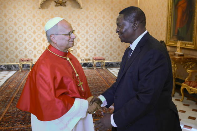 ITALY - PRIVAT AUDIENCE - VATICAN-2026 10 1 Italy, Rome, Vatican, 2026 10 1 Pope Leo XIV receives His Excellency Mr. Faustin Archange Touadera, President of the Central African Republic, in a private audience in The Vatican . EDITORIAL USE ONLY - NO BOOKS Copyright: xVATICANxMEDIA xCatholicxPressxPhotox