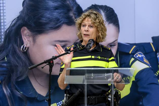 Apeldoorn, The Netherlands, 2026-10-01 14:08:10 APELDOORN, 01-10-2026, Police Academy Queen Maxima visits the Police Academy in Apeldoorn in the context of financially sound employership. With over 67,000 employees, the National Police is one of the largest employers in the Netherlands and a member of the Foundation for Financially Healthy Netherlands (SFGN). Queen Maxima is honorary chair of this foundation. PHOTO: NLBeeld Patrick van Emst In the photo: Janny Knol, Chief of Police of the Netherlands Credit: NL Beeld Patrick van Emst Copyright: xx x