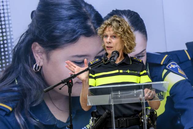 Apeldoorn, The Netherlands, 2026-10-01 14:08:11 APELDOORN, 01-10-2026, Police Academy Queen Maxima visits the Police Academy in Apeldoorn in the context of financially sound employership. With over 67,000 employees, the National Police is one of the largest employers in the Netherlands and a member of the Foundation for Financially Healthy Netherlands (SFGN). Queen Maxima is honorary chair of this foundation. PHOTO: NLBeeld Patrick van Emst In the photo: Janny Knol, Chief of Police of the Netherlands Credit: NL Beeld Patrick van Emst Copyright: xx x