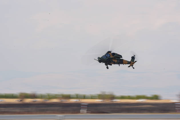 TEKNOFEST Southeast in Turkiye s Sanliurfa SANLIURFA, TURKIYE - OCTOBER 1: A T-129 (ATAK) helicopter performs a demonstration flight during the 15th edition of the Aviation, Space and Technology Festival (TEKNOFEST), the world s largest aviation, space and technology festival, on its second day at Sanliurfa GAP Airport in Sanliurfa, Turkiye, on October 1, 2026. Adem Kutucu Anadolu Sanliurfa Turkey. Editorial use only. Please get in touch for any other usage. Copyright: x2026xAnadoluxAdemxKutucux