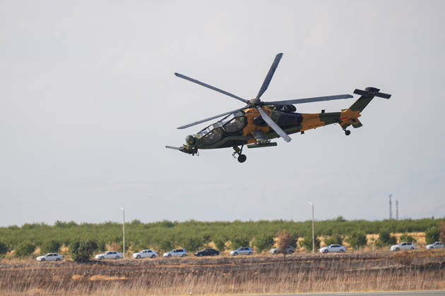 TEKNOFEST Southeast in Turkiye s Sanliurfa SANLIURFA, TURKIYE - OCTOBER 1: A T-129 (ATAK) helicopter performs a demonstration flight during the 15th edition of the Aviation, Space and Technology Festival (TEKNOFEST), the world s largest aviation, space and technology festival, on its second day at Sanliurfa GAP Airport in Sanliurfa, Turkiye, on October 1, 2026. Adem Kutucu Anadolu Sanliurfa Turkey. Editorial use only. Please get in touch for any other usage. Copyright: x2026xAnadoluxAdemxKutucux