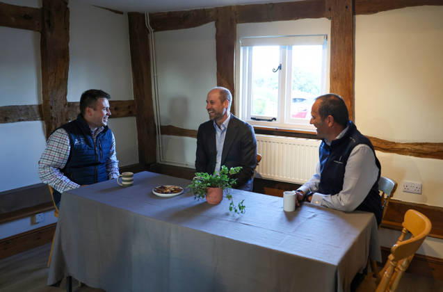 The Prince of Wales Meets Communities, Organisations and Farmers Tackling Flood Risk and Climate-Resilience in Monmouthshire and Herefordshire 01 10 2026. Monkhall Farm, Herefordshire, UK. His Royal Highness Prince William, in his role as The Duke of Cornwall, during a visit to Monkhall Farm in Herefordshire, to meet 25-year-old Harry Davies, the incoming tenant of The Duchy of Cornwall™s first regenerative Farm Business Tenancy (rFBT). The Duke also met representatives from Regenified, who will be carrying out baseline assessments at Monkhall Farm as part of a Duchy-funded initiative to help its tenant farmers measure and evidence regenerative progress., Credit:Andrew Parsons Kensington Palace B66 Avalon United Kingdom, England, M  Copyright: xAndrewxParsonsx xKensingtonxPalacex xB66x xAvalonx 1139841288