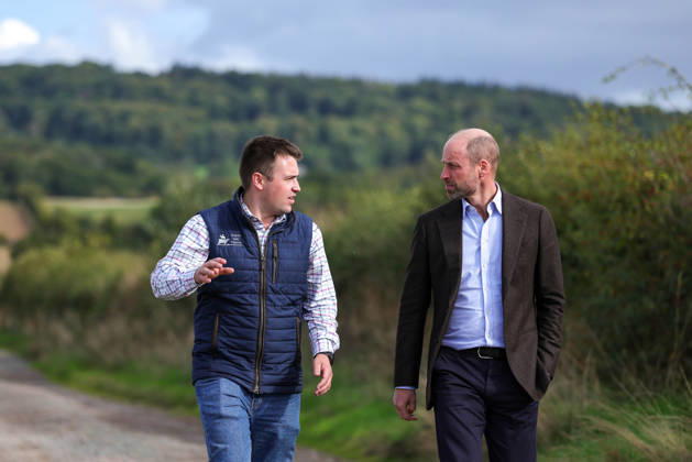The Prince of Wales Meets Communities, Organisations and Farmers Tackling Flood Risk and Climate-Resilience in Monmouthshire and Herefordshire 01 10 2026. Monkhall Farm, Herefordshire, UK. His Royal Highness Prince William, in his role as The Duke of Cornwall, during a visit to Monkhall Farm in Herefordshire, to meet 25-year-old Harry Davies, the incoming tenant of The Duchy of Cornwall™s first regenerative Farm Business Tenancy (rFBT). The Duke also met representatives from Regenified, who will be carrying out baseline assessments at Monkhall Farm as part of a Duchy-funded initiative to help its tenant farmers measure and evidence regenerative progress., Credit:Andrew Parsons Kensington Palace B66 Avalon United Kingdom, England, M  Copyright: xAndrewxParsonsx xKensingtonxPalacex xB66x xAvalonx 1139841408