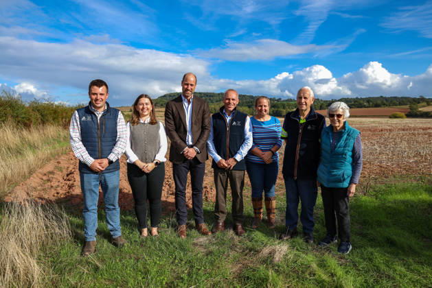 The Prince of Wales Meets Communities, Organisations and Farmers Tackling Flood Risk and Climate-Resilience in Monmouthshire and Herefordshire 01 10 2026. Monkhall Farm, Herefordshire, UK. His Royal Highness Prince William, in his role as The Duke of Cornwall, during a visit to Monkhall Farm in Herefordshire, to meet 25-year-old Harry Davies, the incoming tenant of The Duchy of Cornwall™s first regenerative Farm Business Tenancy (rFBT). The Duke also met representatives from Regenified, who will be carrying out baseline assessments at Monkhall Farm as part of a Duchy-funded initiative to help its tenant farmers measure and evidence regenerative progress., Credit:Andrew Parsons Kensington Palace B66 Avalon United Kingdom, England, M  Copyright: xAndrewxParsonsx xKensingtonxPalacex xB66x xAvalonx 1139841497
