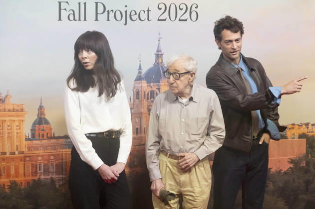 Woody Allen, Woody Allen und Peter Vives beim offiziellen Empfang zum Drehstart des Woody Allen Fall Project 2026 in den Teatros del Canal. Madrid, 01.10.2026