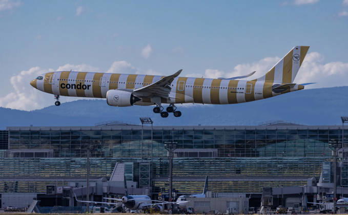 Condor Airbus A330neo on final approach Frankfurt, Germany - 13th Jun 2026: A Condor Airbus A330-941N (Airbus A330neo) is on final approach to Frankfurt Airport under partly cloudy skies. The aircraft sports the Beige Beach livery. Registration D-ANRP Copyright: xAndreasxHaasx