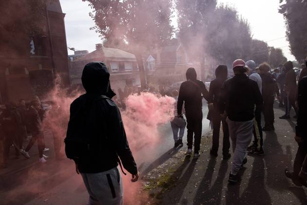 VALENCIENNES HIGH SCHOOL STUDENT PROTEST FRIDAY MORNING PHOTOPQR VOIX DU NORD PIERRE ROUANET 10 02 2026 VALENCIENNES, October 2, 2026 Third day of high school student protests in the Valenciennes area; this Friday morning, high schools were blocked, anger among high school students. The students gathered in downtown Valenciennes, between the École de l’Escaut and the École du Hainaut. There were scuffles, some slogans and signs, a few bottles and stones thrown, and acts of vandalism, along with police charges and clashes near the Vauban Polyclinic. PHOTO: PIERRE ROUANET, LA VOIX DU NORD. France: Fires have broken out at several schools in France as students protest by blocking educational institutions nationwide over school funding and lea  Copyright: xPHOTOPQR VOIXxDUxNORD MAXPPPxPIERRExROUANETx 20261002VDN1158 20261002VDN1158